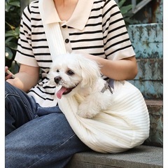 ホワイト スリングキャリーバッグ 犬・猫用Sの画像