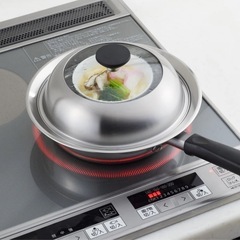 日本製　フライパン用蒸し器 20~22cm用 ガラス蓋付きの画像