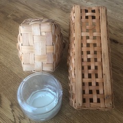【美品】奈良美智　ガラス瓶　カゴ　バスケット　3点セットの画像
