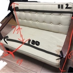 中古　コンパクトなソファ(横幅112-115cm位？)の画像