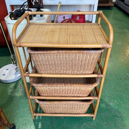 レトロ 1980年代~1990年代 藤 コーナーシェルフ アイアン