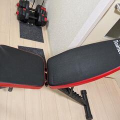 Taimonik トレーニングベンチ、各9.5kg×2 ダンベル、primasole ヨガマットの画像