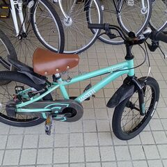リユースのサカイ栃木店★ジモティ割あり★  子供用自転車 18インチ ミントグリーン クリーニング済み TC10461の画像