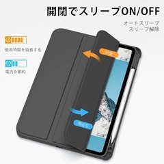新品！KenKe iPad Pro 11 ケース 2022/ 2021/ 2020 透明バックカバー 軽量 薄型 傷つけ防止 PU合成レザー Apple Pencil 収納可能 Apple Pencil 2 ワイヤレス充電対応 三つ折スタンド スリープ機能 iPad Pro 11インチ ケース 第4/3/2世代対応 (ダークブラック)の画像