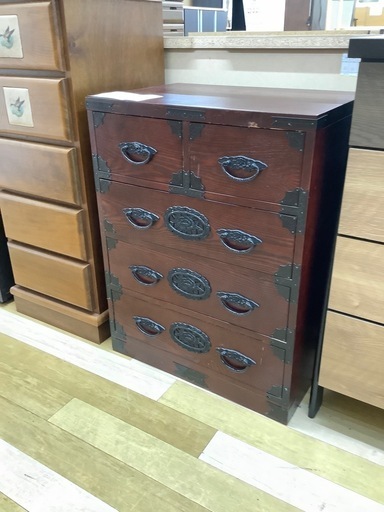 【トレファク　ラパーク岸和田店】民芸箪笥　タンス　４段　ブラウン