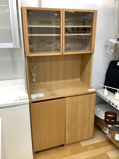 【トレファク　ラパーク岸和田店】レンジボード　無印良品　 2枚スライド扉　タモ材　ライトブラウン