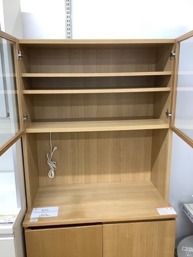 【トレファク　ラパーク岸和田店】レンジボード　無印良品　 2枚スライド扉　タモ材　ライトブラウン