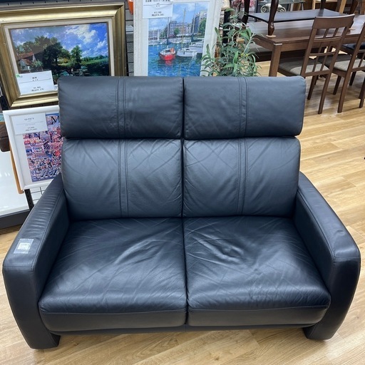 2人掛けソファー ニトリ 半革 ブラック のご紹介です！