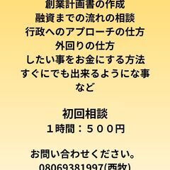 ・会社設立・創業したい方必見！０→１創業相談　１時間初回相談５００円の画像