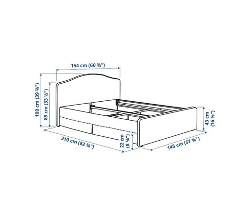 IKEA ダブルベット　ベットフレーム　【マットレス付】