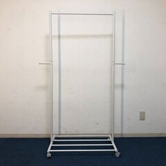 無印良品 スチールパイプハンガーラック ウォームグレー MUJI 衣類収納 ワイドサイズ 回転バー2ヶ所・キャスターロック付きハンガーラックの画像
