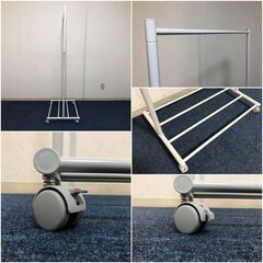 無印良品 スチールパイプハンガーラック ウォームグレー MUJI 衣類収納 ワイドサイズ 回転バー2ヶ所・キャスターロック付きハンガーラックの画像