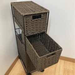 ニトリ　スリムワゴン　ブラウンの画像