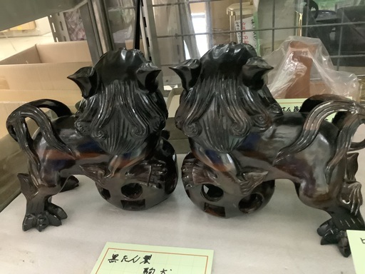黒檀製 狛犬 駒犬 ペア 管A250830DK (ベストバイ 静岡県袋井市)