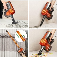 【新品未使用】① 掃除機 V600 サイクロン 600W ハイパワー 超強力吸引 コード式 スティッククリーナー HEPAフィルター コード付き コンパクト 静音 超軽量 2way オレンジの画像