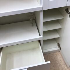 【ジャングルジャングル岩出店】【B35】食器棚 ホワイト 幅91cm×奥行45cm×高さ181cm  中古 家具 和歌山 岩出市 紀の川市 海南市の画像
