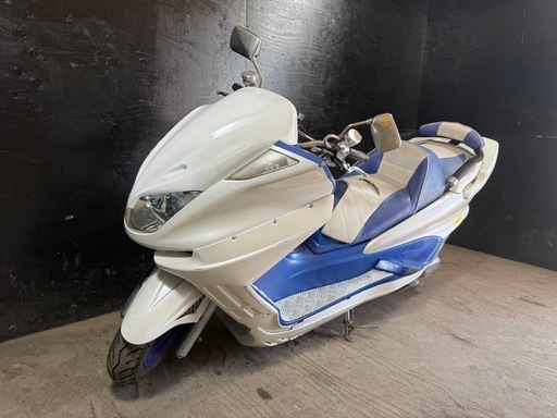 ★支払総額6.8万円★激安バイク続々入荷中！ なんでも買い取ります！ ヤマハ マジェスティC 白/青 SG03J 人気のマジェスティ！ 社外マフラー！ タンデムバー！ アルミステップ！ 社外ハンドル！ エアロパーツ多数！