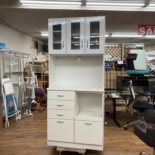 S174 ⭐ 大宝工業 キッチンボード 食器棚 スリムタイプ 幅89.5cm USED 要商品説明文