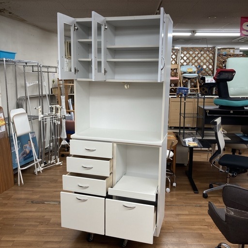 S174 ⭐ 大宝工業 キッチンボード 食器棚 スリムタイプ 幅89.5cm USED 要商品説明文