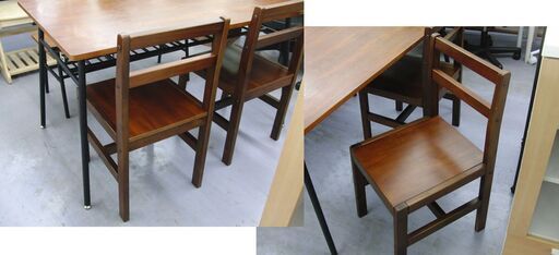 訳あり特価！ 4人掛けダイニングセット 幅120cmテーブル×1 イス×2 ベンチ×1 アイアン 木目調 インダストリアル 札幌 手稲