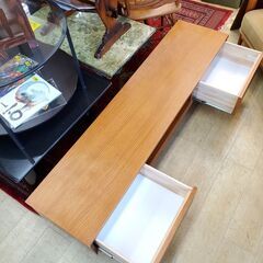 幅160cm ウニコ/UNICO シグネ ローボード テレビボード ナチュラル 木目 天然木 (オーク材) 引出し2個 参考価格 約80000円■奥行38×高さ39.5㎝■近隣配送無料 買取帝国 朝霞店の画像