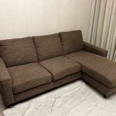 【引取限定・値引き交渉可】ニトリ　布張りカウチソファ(CA2 DR-DMO)の画像