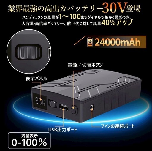 空調作業服 ファンバッテリー 急速充電器付き 作業服用 PSEマーク認証済