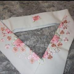和装用【重ね襟セット×帯締め】 花柄刺繍　ラメストーン　花飾り　パールの画像