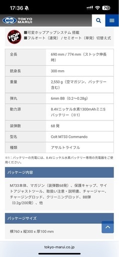 値下げ‼️電動ガン(コルトM733 Commando)　　