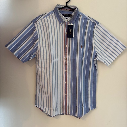 【新品】ポロラルフローレン 半袖シャツ メンズ ボタンダウン ストライプ L