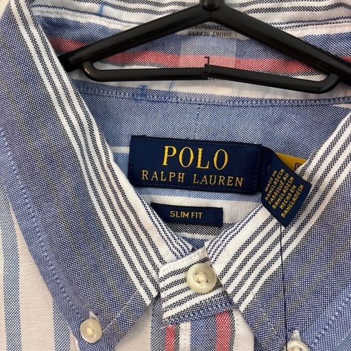 【新品】ポロラルフローレン 半袖シャツ メンズ ボタンダウン ストライプ L