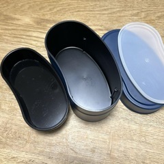 重箱(プラスチック製、２段)旧盆やシーミーの持ち寄り時に 飯盒風お弁当箱(２段、小さめ)の画像