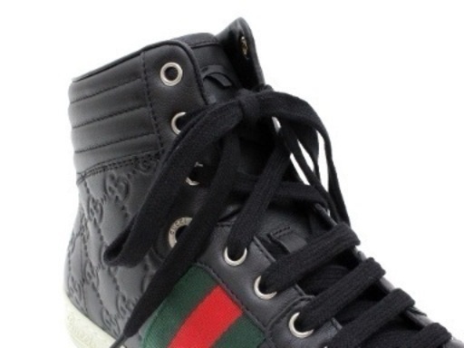 15万新品◆8H=26.5㎝◆GUCCI グッチ 黒GGウェブハイカットスニーカー