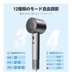 2025最新型 1300W ヘアドライヤー (ホワイト) 4段階風温自由調節 の画像