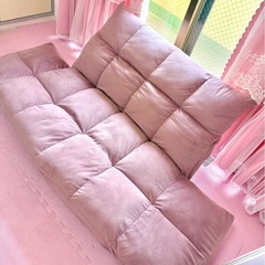2人がけ ソファ カウチソファ ローソファ ピンクの画像