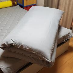 新品同様❗日本製敷き布団❗ダブルロングサイズ❗防ダニ抗菌防臭❗グレー色❗の画像