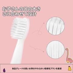 電動歯ブラシ 子供用 かわいいキリン柄 usb充電式 替えブラシ2本の画像