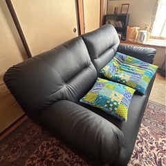 2人掛けソファ　ブラックの画像