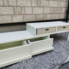 【お届けも可能です】テレビ台 ローボード 伸縮 コーナー 最大 幅180cm おしゃれ 北欧 ホワイト  テレビボード 伸縮テレビ台の画像