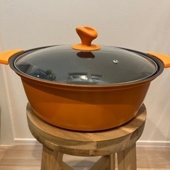 COOKSMARK 28cm 両手鍋 IH対応 お玉が置ける オレンジの画像