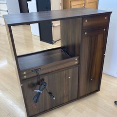 ★ジモティ割引あり★【リユースのサカイ野々市店】レンジ台　ブラウン 80(幅)×40.5(奥行き)×89(高さ)cm ※クリーニング済みの画像