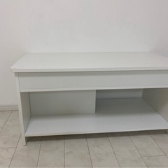 昇降式ローテーブル　ホワイトの画像