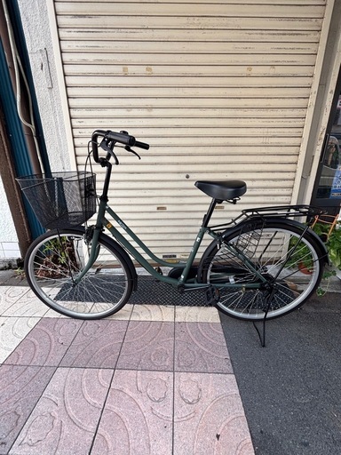 アサヒサイクル サントス STS26B 26インチ
 マットオリーブ 変速なし 自転車 ママチャリ 中古車