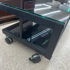 ★リユースのサカイ高崎店★TJ12652  ガラステーブル 黒 H34×D45×W90 クリーニング済みの画像