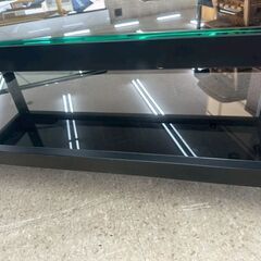 ★リユースのサカイ高崎店★TJ12652  ガラステーブル 黒 H34×D45×W90 クリーニング済みの画像