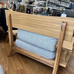 取りに来れる方限定。1人掛けソファー　シミ有　ナチュラル×グレーの画像