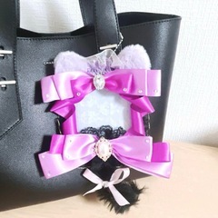 No.49 大きめデコトレカケース パープル×猫耳の画像