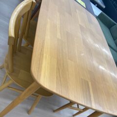 ★ジモティ割引あり★【リユースのサカイ野々市店】ダイニングセット　イス２ベンチ　茶系　135(幅)×78(奥行き)×72(高さ)cm ※クリーニング済みの画像