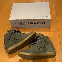 【美品】SANGACIO オリーブ ハイカットスニーカー 23cmモスグリーンの画像
