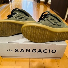 【美品】SANGACIO オリーブ ハイカットスニーカー 23cmモスグリーンの画像